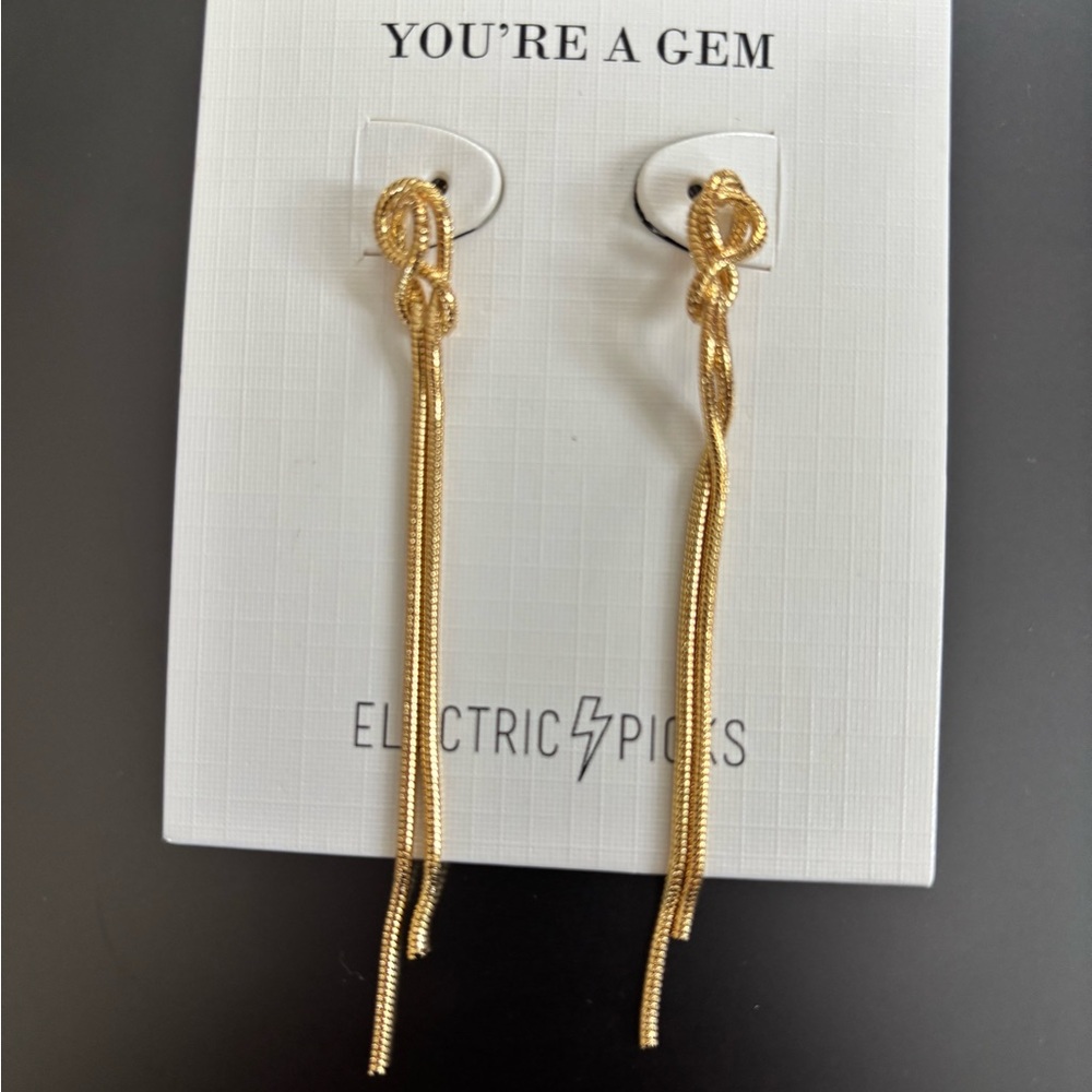 NEW Electric Picks Gold Dangle Earrings